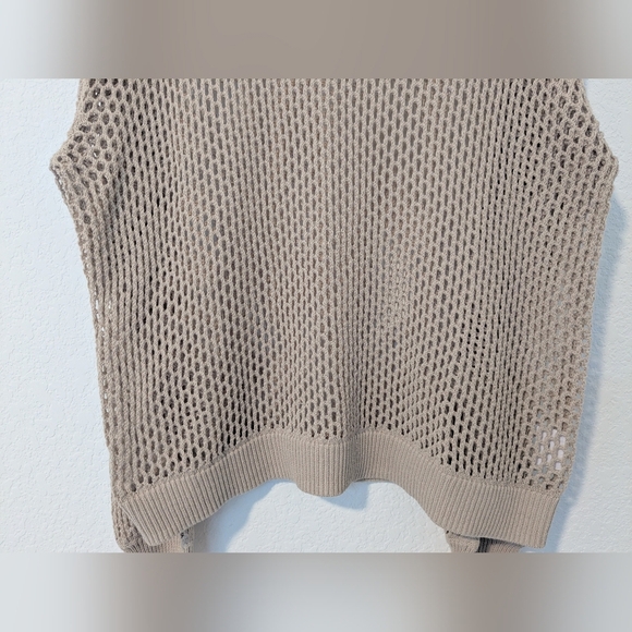 Summersalt Tan Natural Cotton Knit Long Sleeve The Fishnet Crewneck Cover-Up XL - Picture 7 of 10